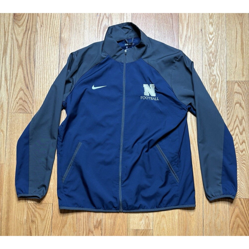 NIKE US NAVY MIDSHIPMEN FOOTBALL FULL ZIP PULLOVER JACKET Mens L WINDBREAKER